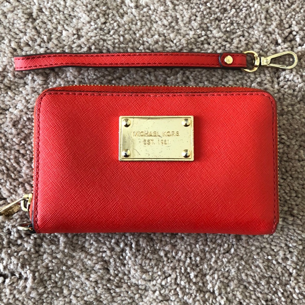 Orange Michael Kors Wristlet